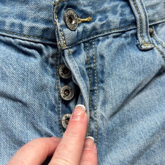 Lucky Brand Mid Rise Boyfriend Bermuda Distressed Raw Hem Denim Jean Short 00 24 - Picture 5 of 10